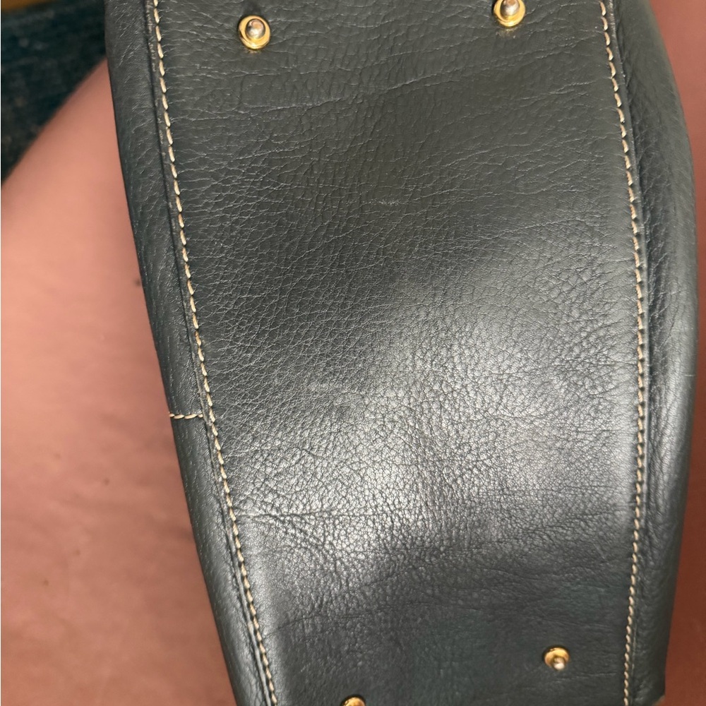Dooney & Bourke Black Leather Satchel with Tan Trim and Handles - Picture 3 of 8